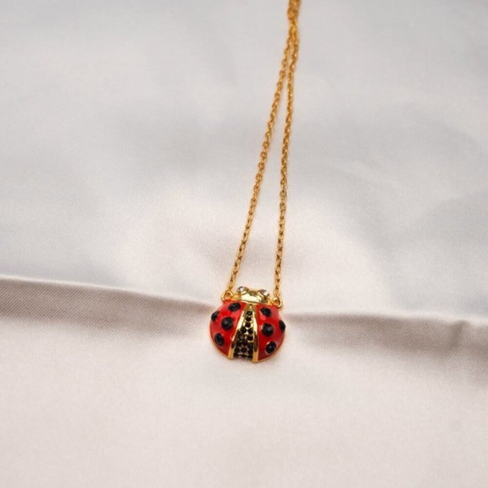 Kate Spade Gold Red Multi Little Ladybug Mini Pendant Necklace NEW - Picture 5 of 9
